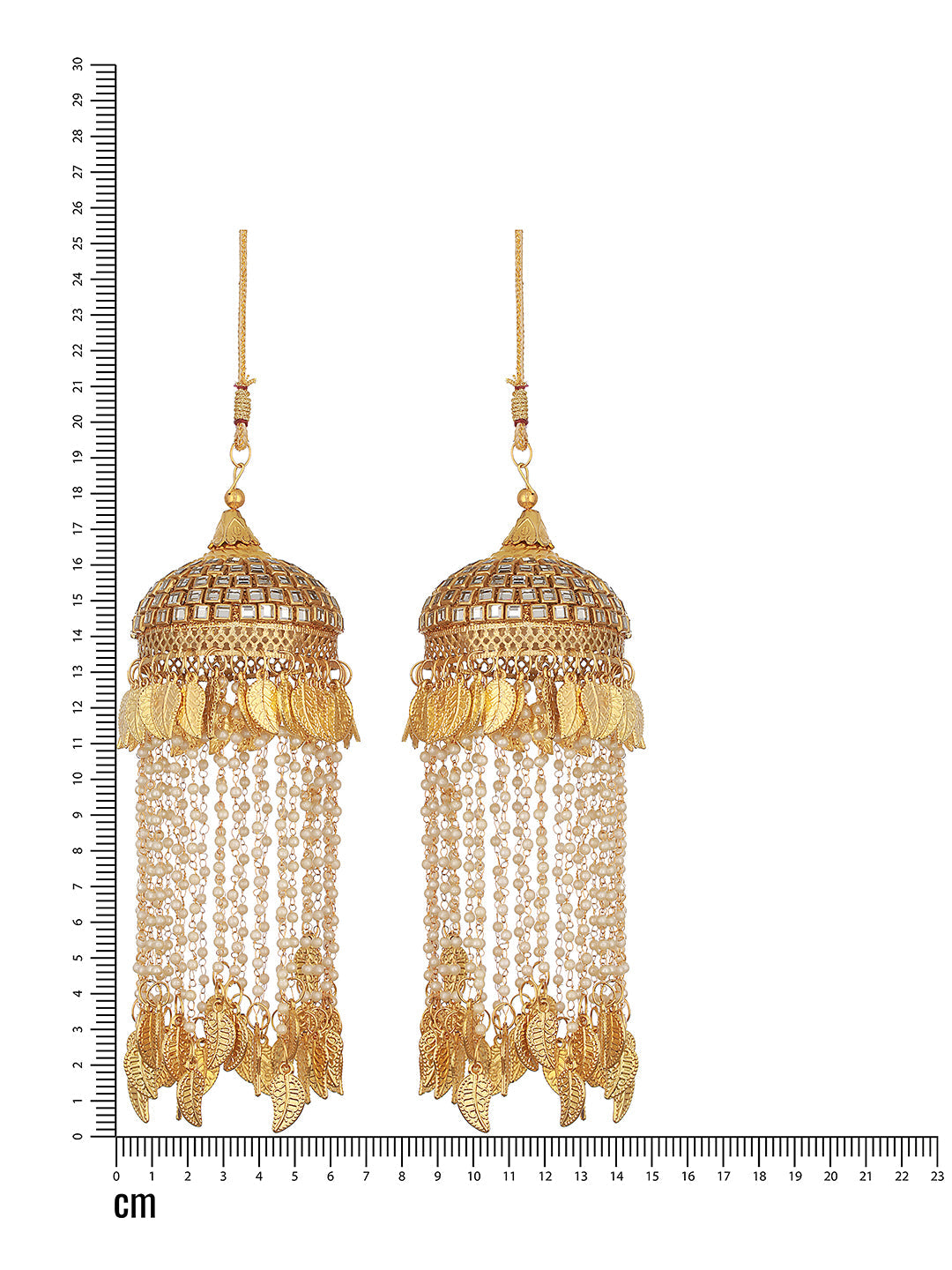 Set Of 2 Gold-Plated Stone Studded & Pearl Beaded Bridal Kaleera Secured With Drawstring Closure.