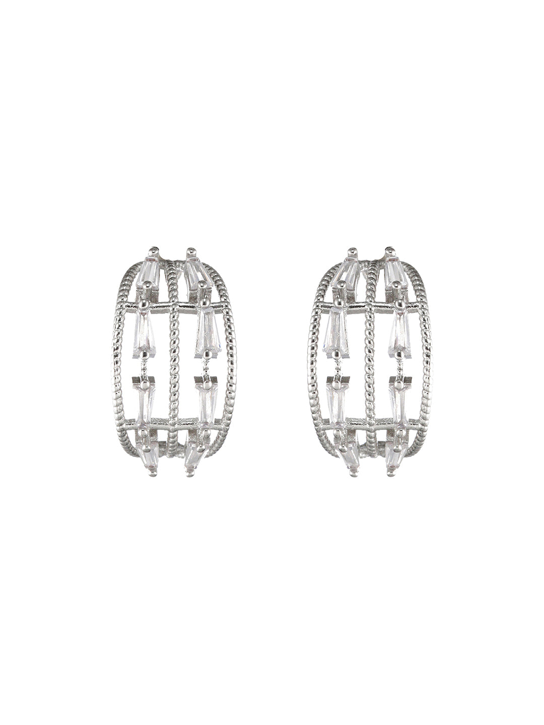 Silver-Plated Circular Half Hoop Earrings