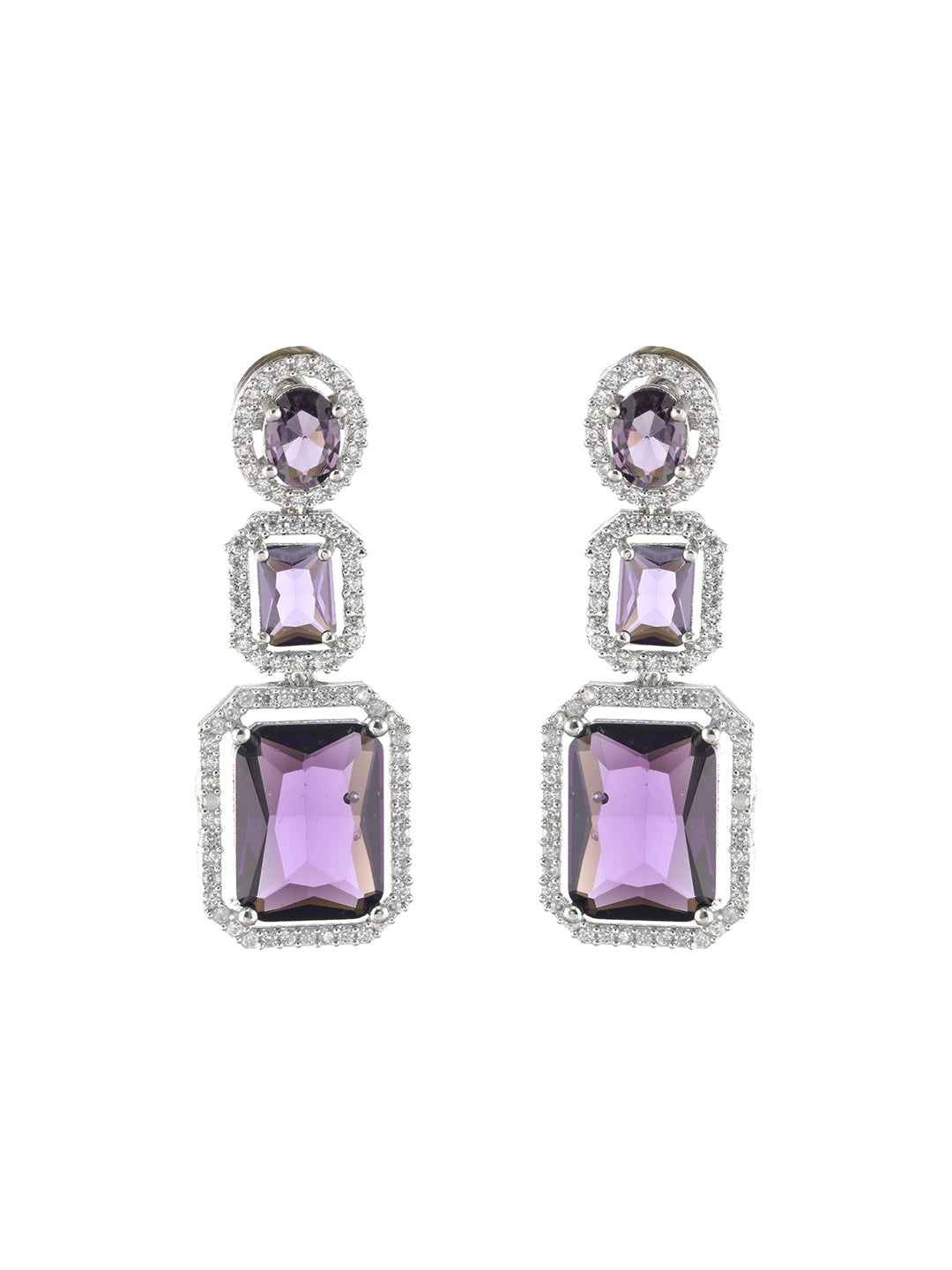 Silver-Plated Ad Stone-Studded Jewellery Set