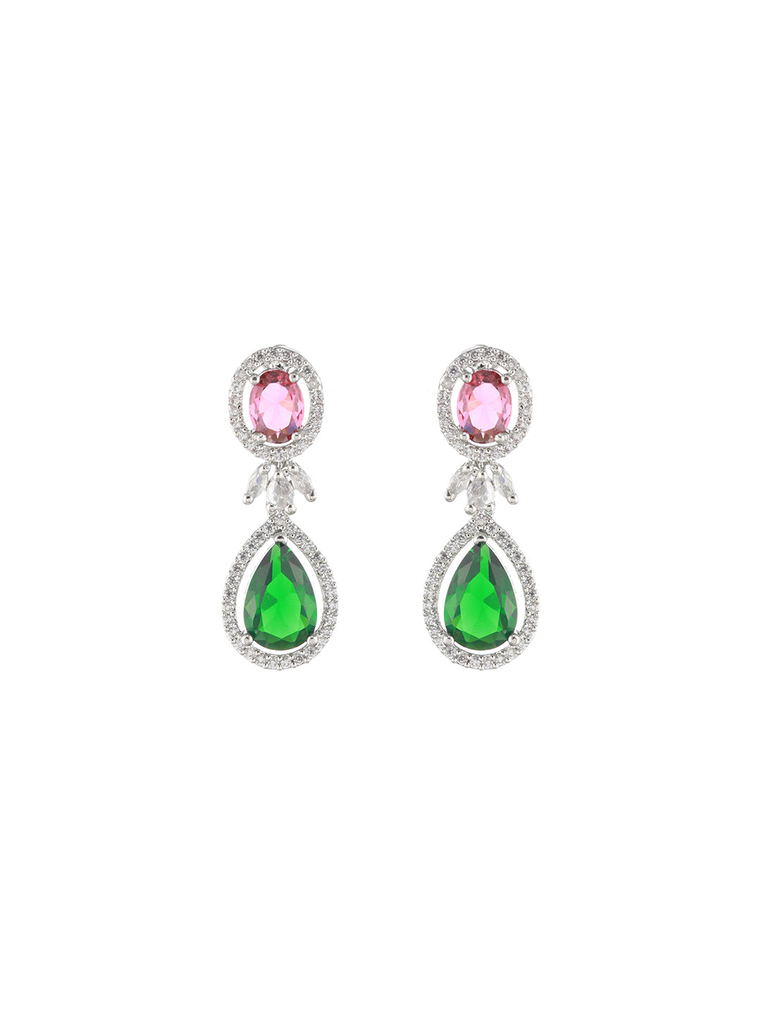 Silver-Plated Ad-Studded & Beaded Layered Jewellery Set