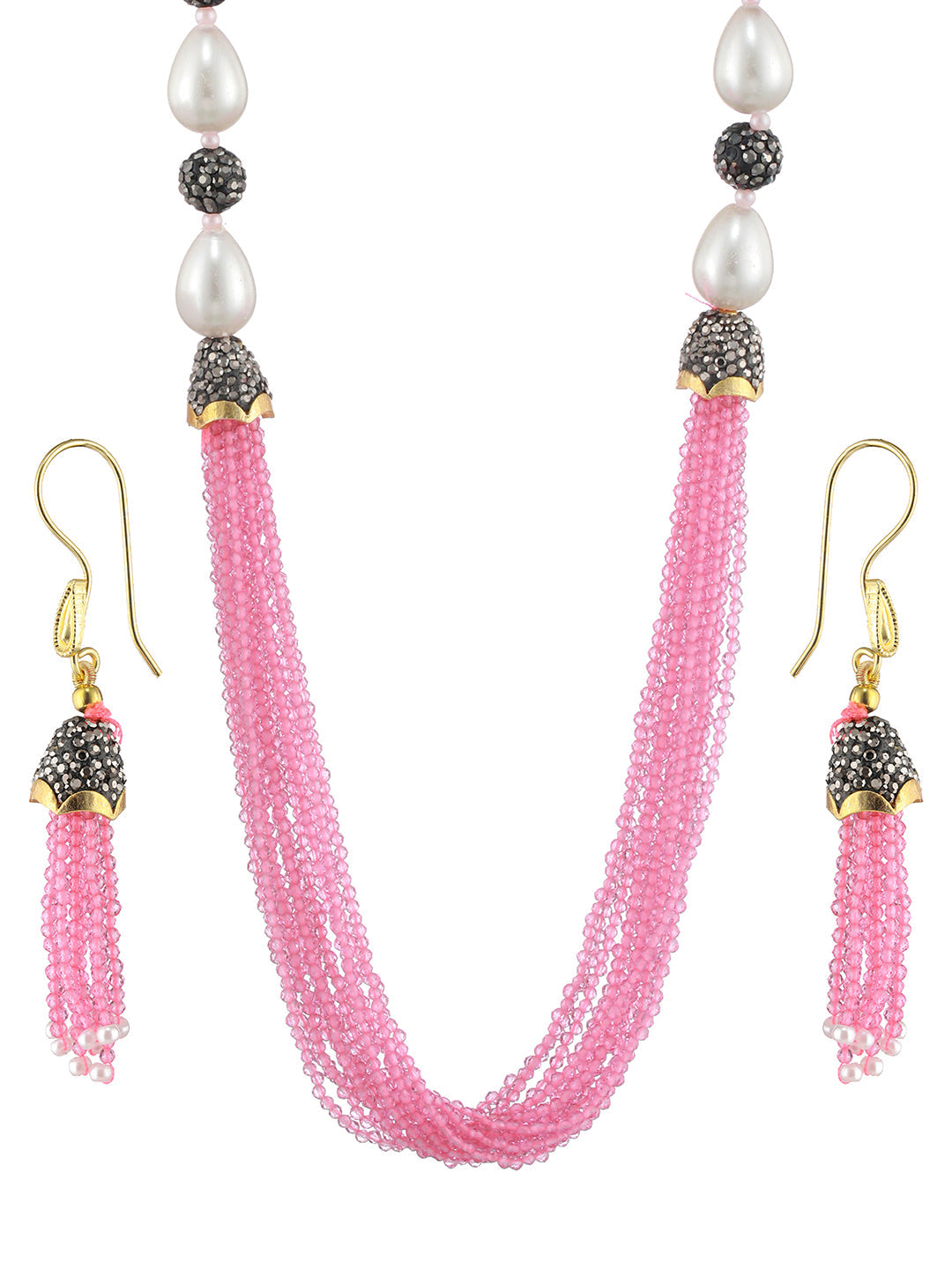 Gold-Plated Beaded Necklace And Earrings