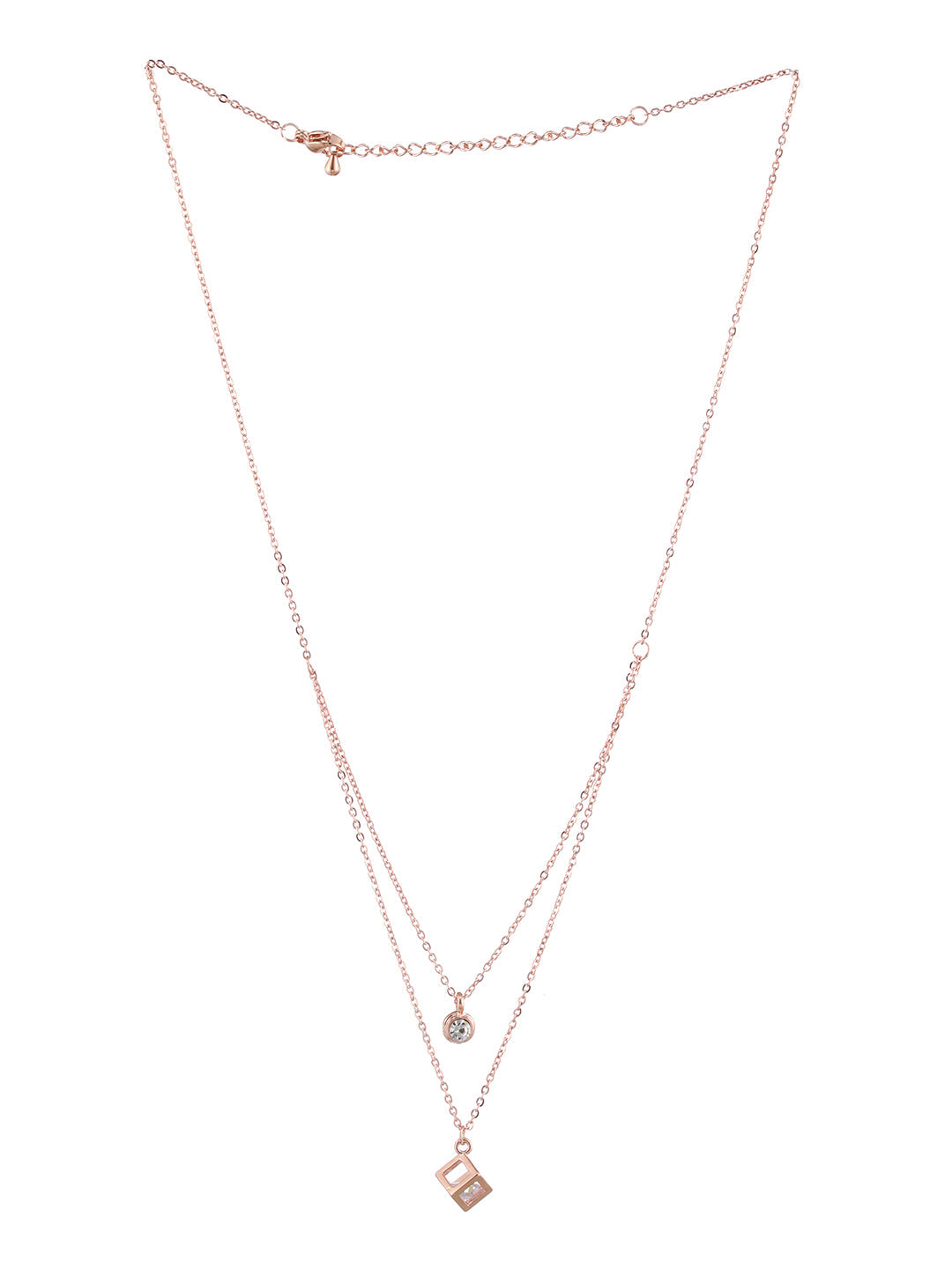 Rose Gold-Plated Cubic Zirconia Studded Layered Chain