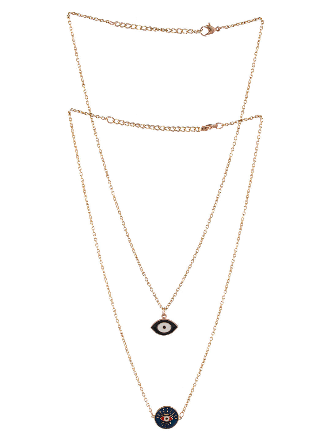 Set Of 2 Gold-Plated Evil Eye Pendant Chains