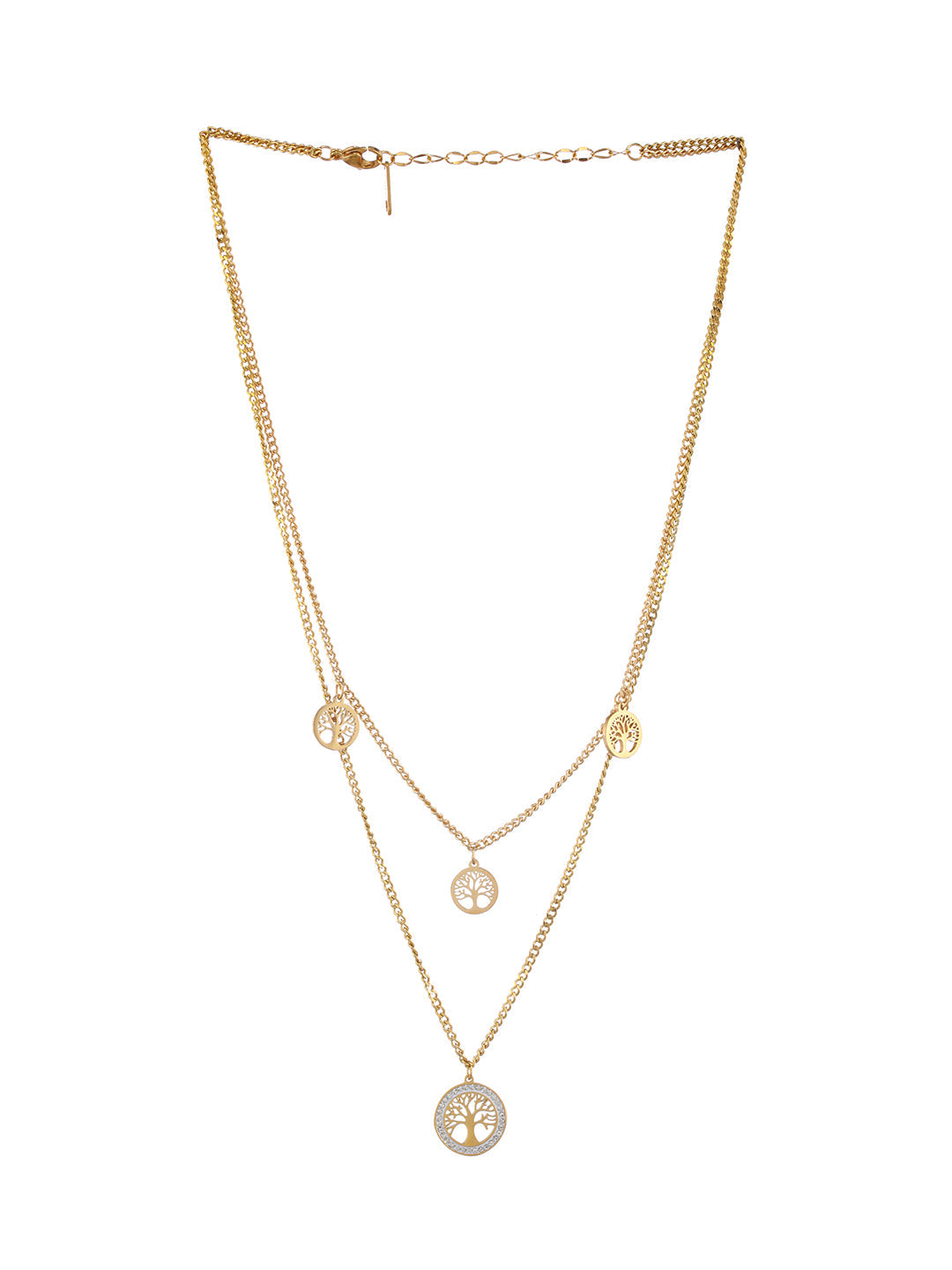 Gold-Plated Life Of Tree Charm Layered Chain