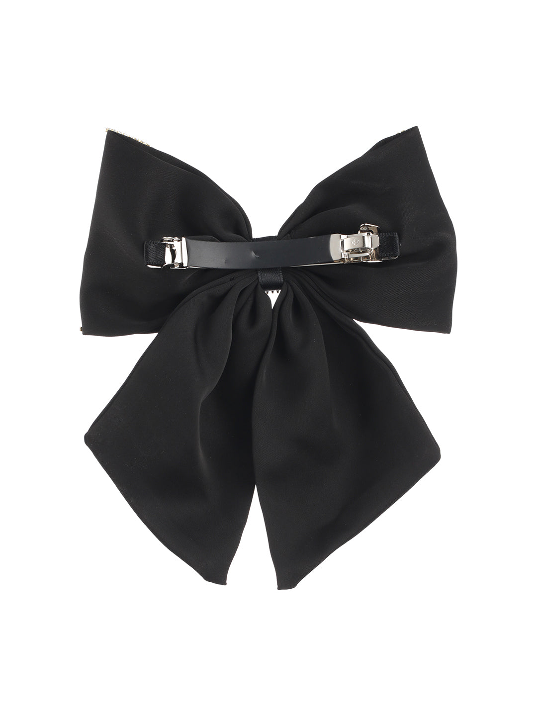 Women Black Cz Studded Embellished French Barrette