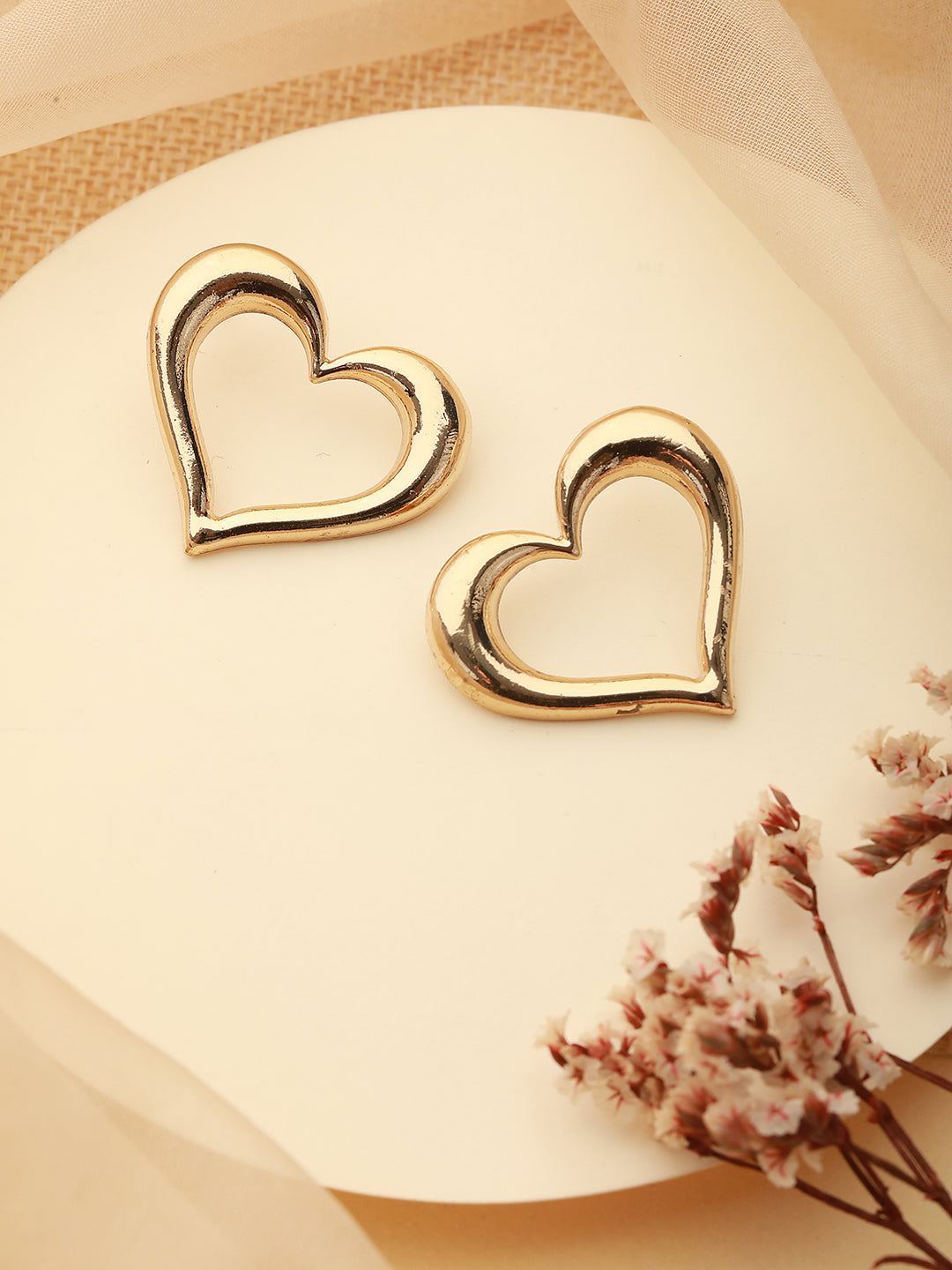 Gold Plated Heart Shaped Stud Earrings
