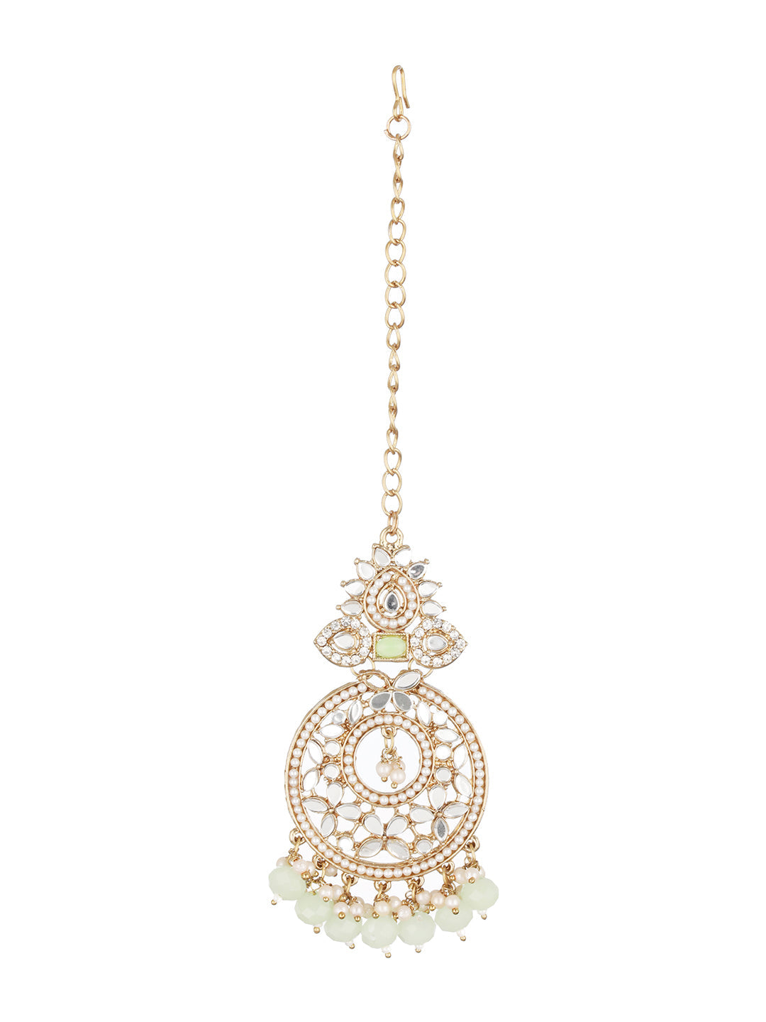 Gold-Plated & Kundan-Studded Green Maangtikka