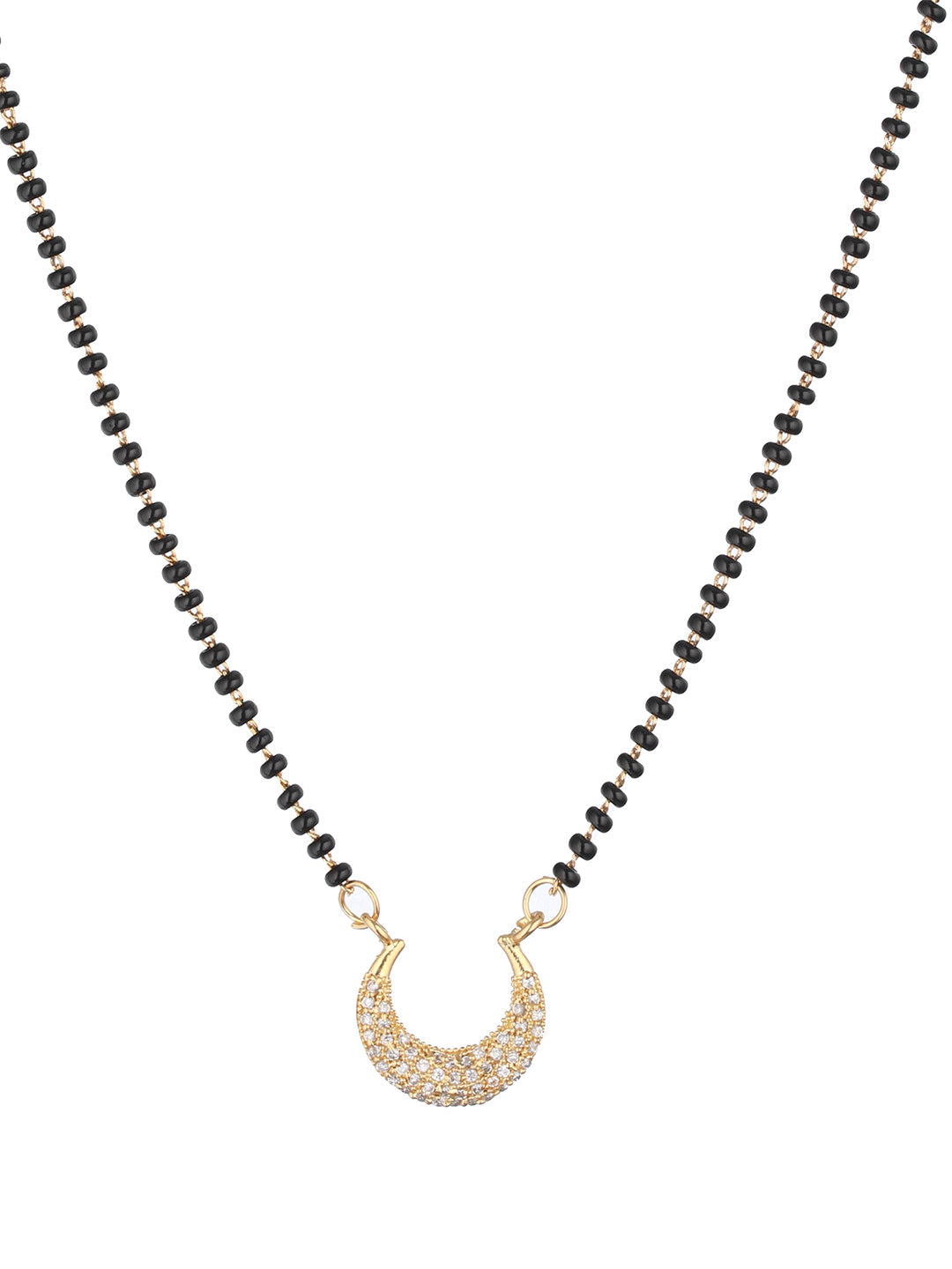 Black Gold-Plated Ad-Studded & Beaded Mangalsutra