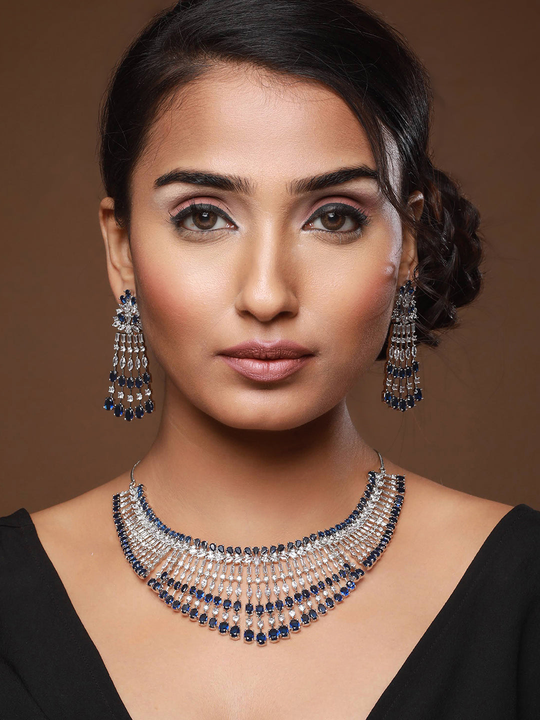 Rhodium-Plated Ad-Studded & Beaded Jewellery Set