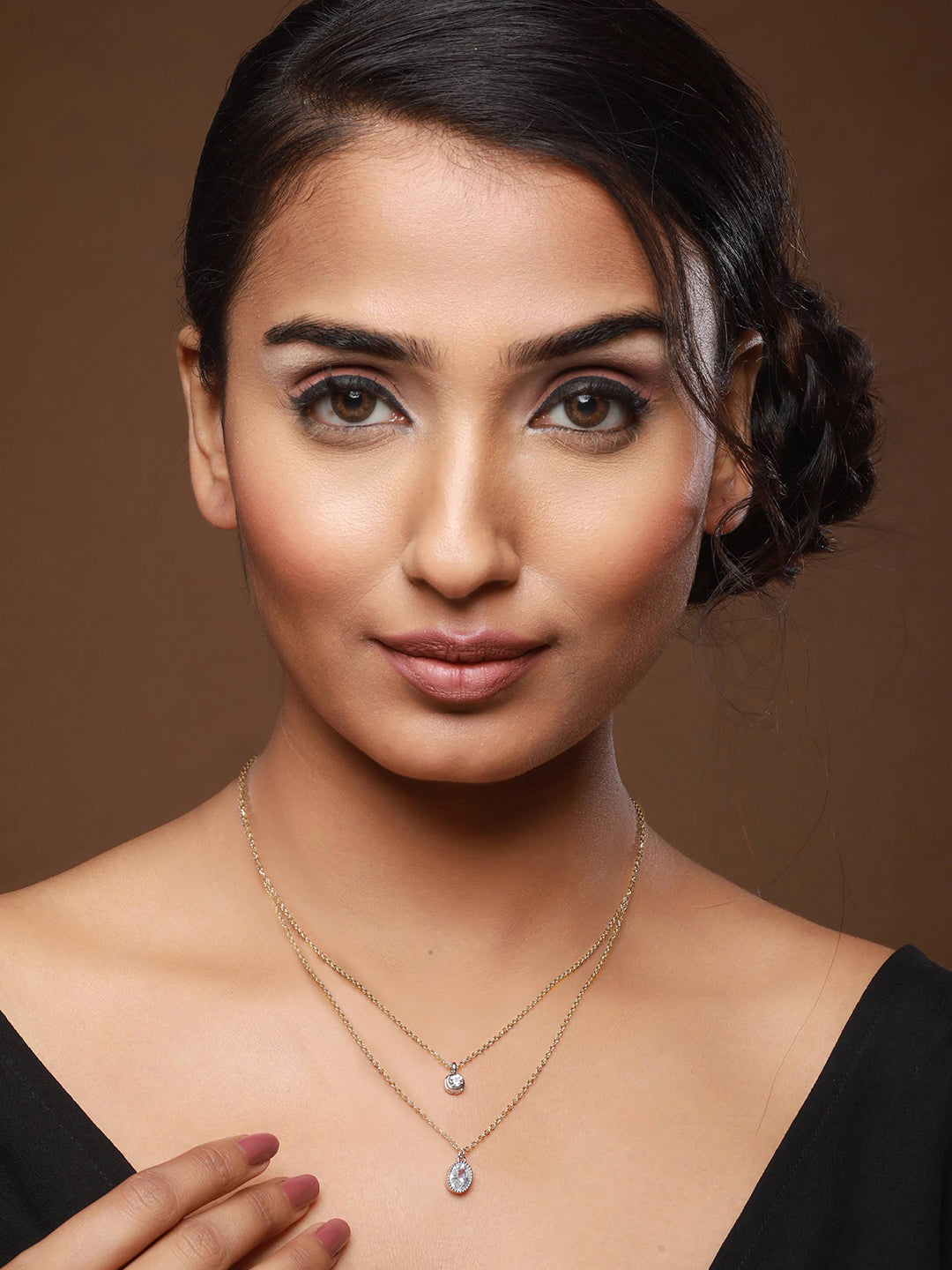 Gold-Plated Cubic Zirconia Studded Layered Chain
