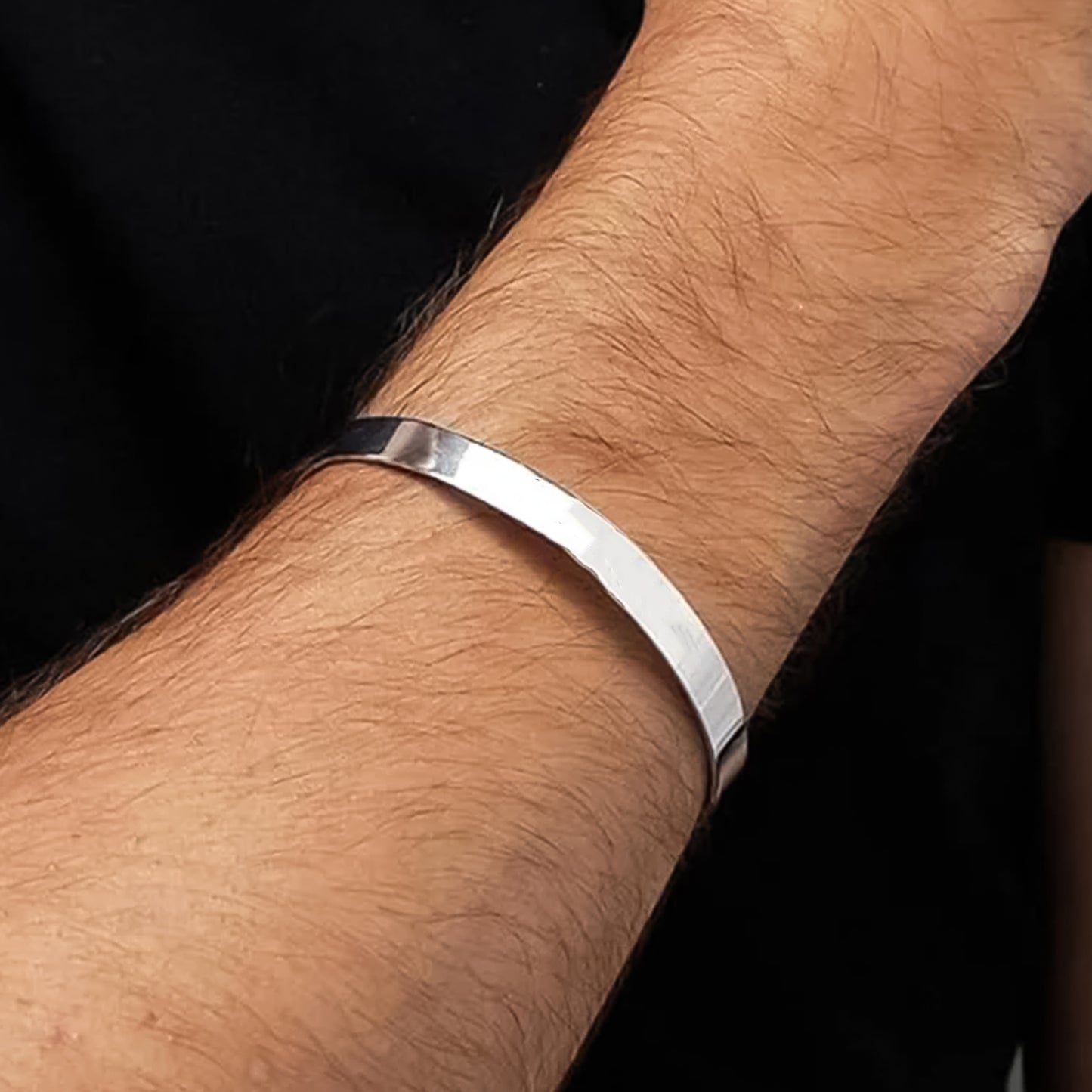 Minimalist Polished Open-Ended Silver-Tone Stainless Steel Bracelet (KADA) for Men and Women(1 Pc)