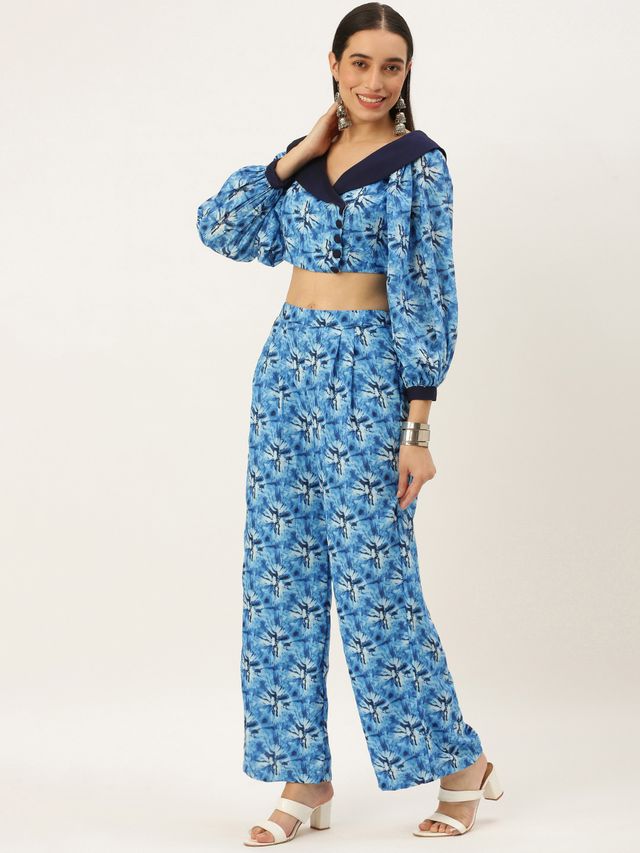 Bollywood Vogue Ready To Wear Blue Muslin Co ords Set