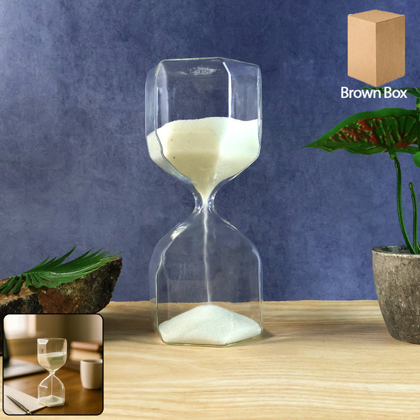 Elegant Glass Hourglass Sand Timer | Minimal Desk & Home Décor Accent, Visual Timer for Focus, Study, Yoga & Mindfulness (1 Pc / 2.5 Minutes Approx time)
