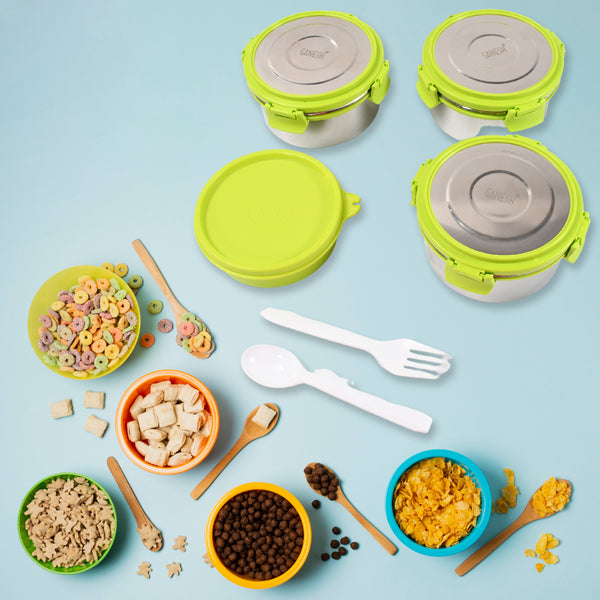 Stainless Steel Tiffin Lunch Box Container Dabba With 4 Side Clip Lock Lid For Office School Use Food Grade Air Tight Easy To Carry Leak Proof