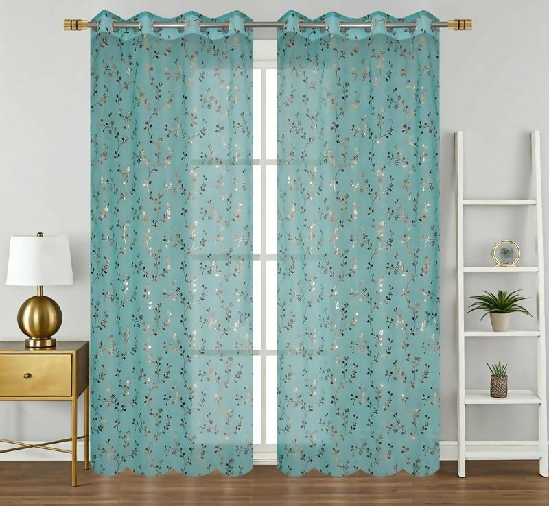Shree Decor Sheer Transparent Net Curtain – Design 4 (700 Series) | 9FT | Lightweight Decorative for Door, Window & Pooja Room