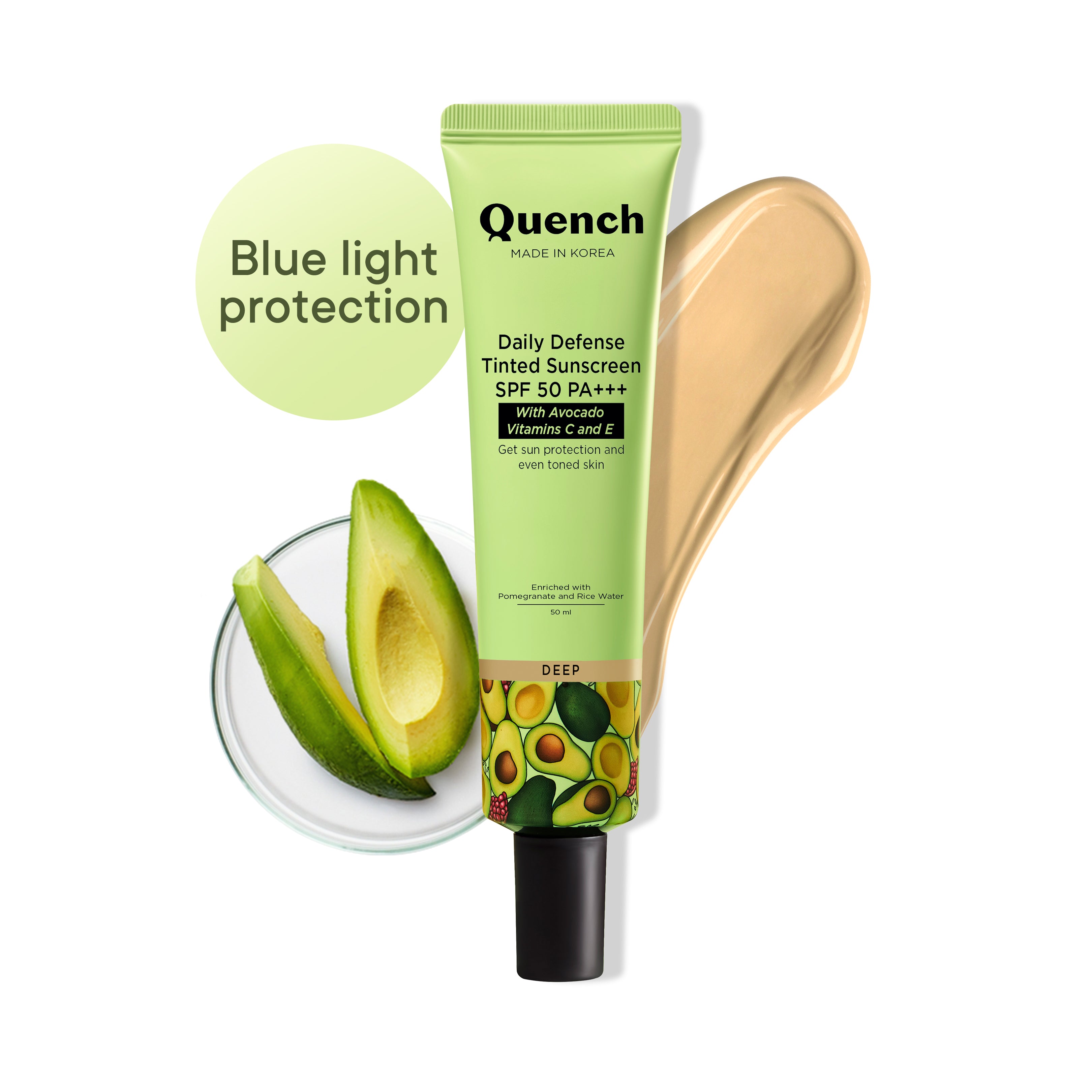 Quench Daily Defense Tinted Sunscreen SPF 50 Pa+++ (Very Deep) 50Ml (699)