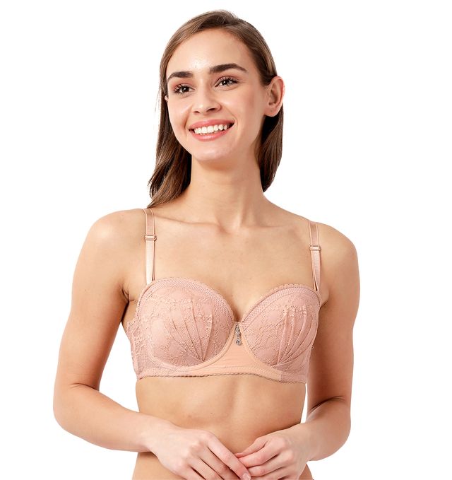 Susie Half Coverage Skin Lace Detachable Strap Padded Underwire Balconette Adjustable MultiwayBra