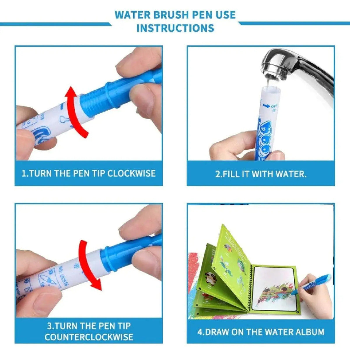 Magic Water Quick Dry Book Water Coloring Book Doodle With Magic Pen Painting Board HP DD