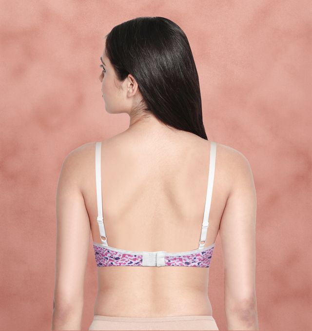 Susie 3/4th Coverage Bright White Abstract Printed Non Padded Adjustable, Non Detachable Bra