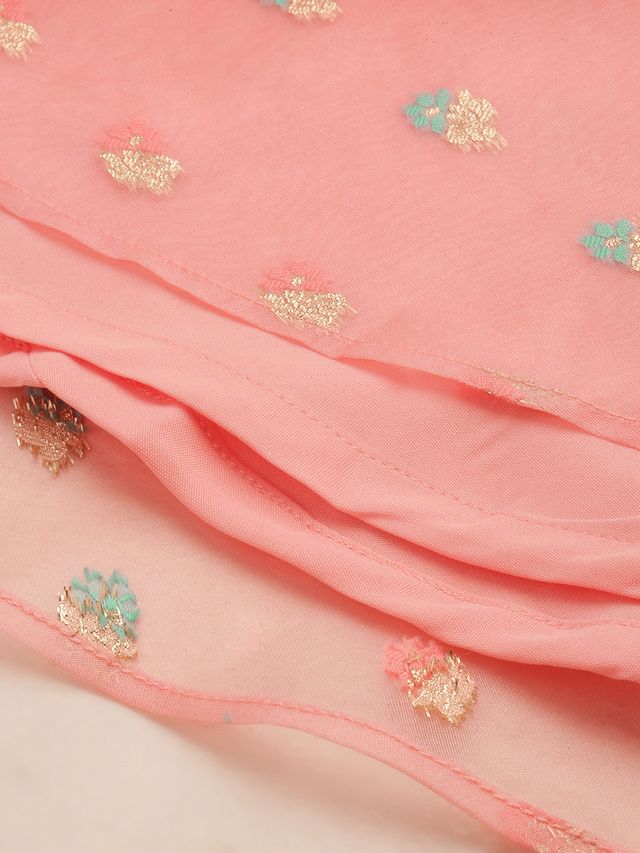 Bollywood Vogue Ready To Wear Pink Organza Jacquard Maxi Dress
