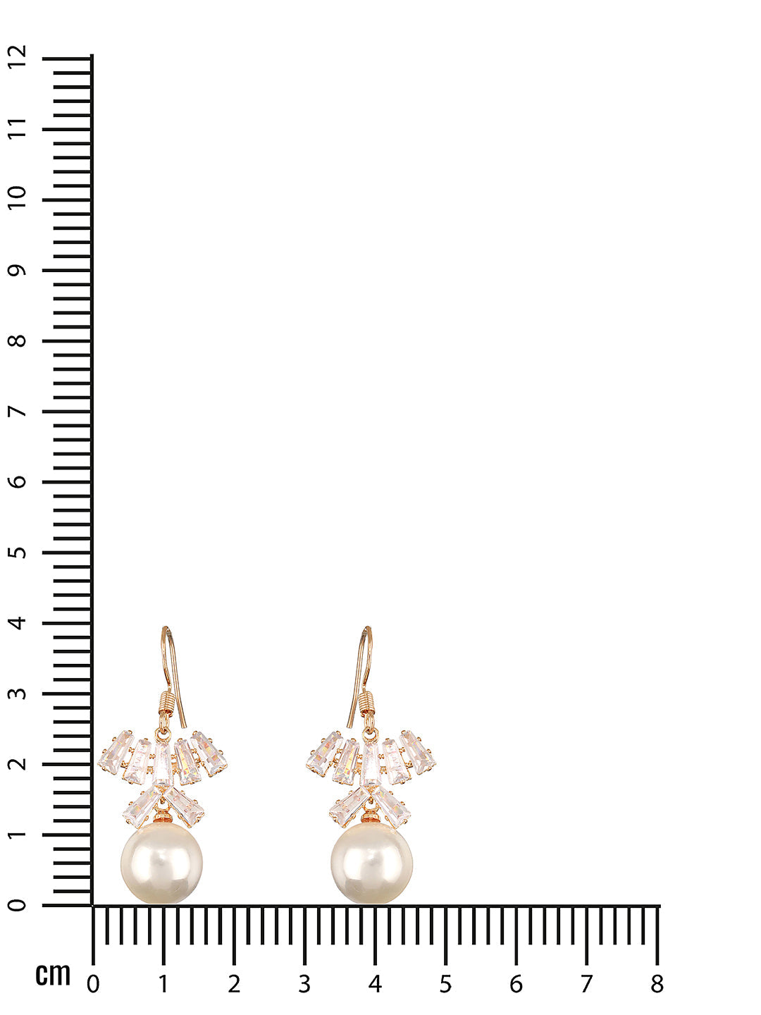 Silver-Toned & White Floral Shaped Pearl Drop Hoop Earrings