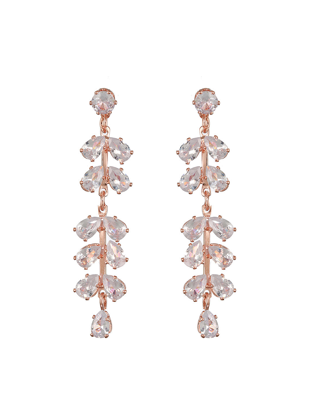 Floral Shaped Contemporary Zircon Drop Earrings