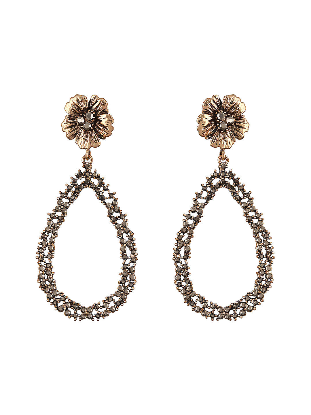 Gold-Toned & Gold Contemporary Tear Drop Earrings