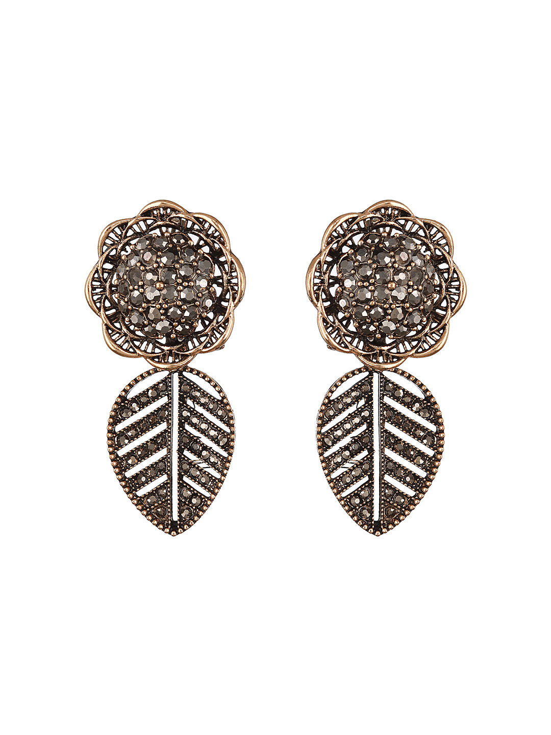 Gold-Toned Floral Shaped Drop Earrings