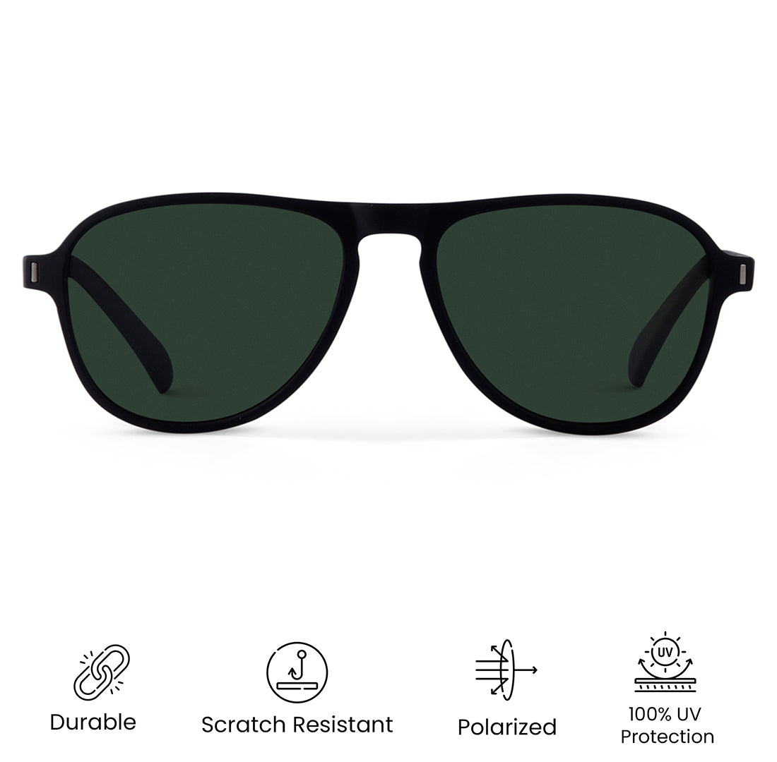 Green Emerald Night Polarized Aviator Sunglasses - View 4