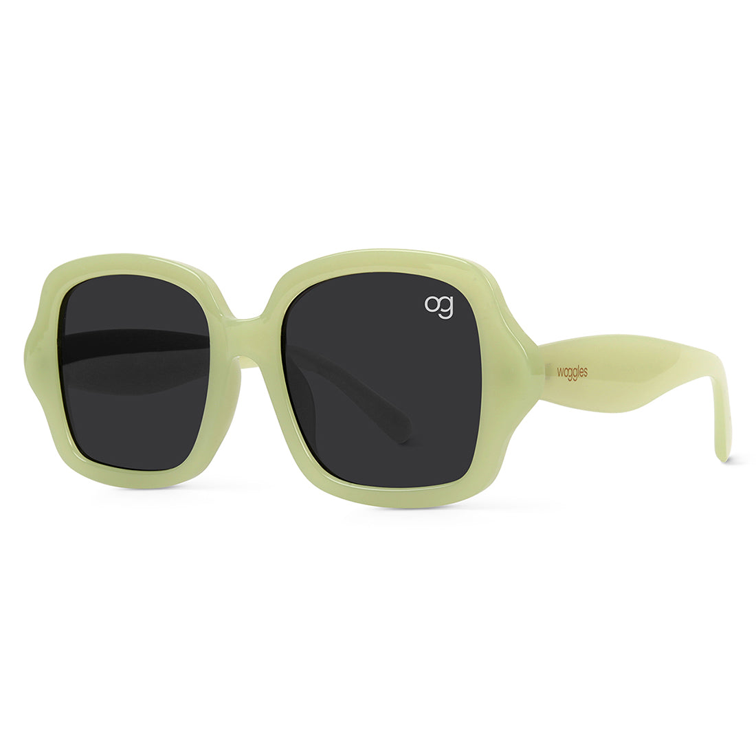 Sage Green Monochromatic Square Sunglasses - View 4