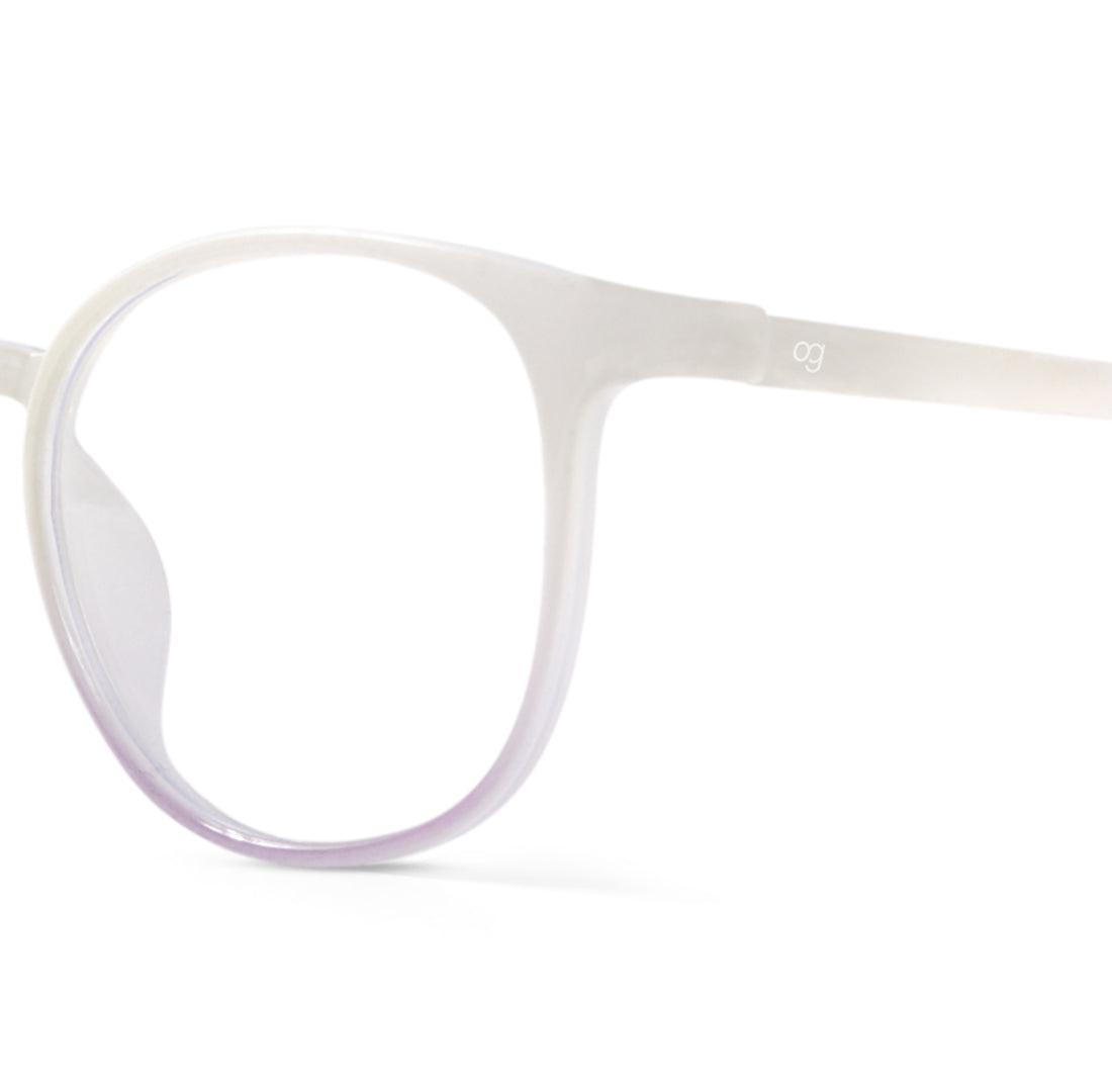 White Zenithal Radiance Round Blue Screen Glasses - View 2