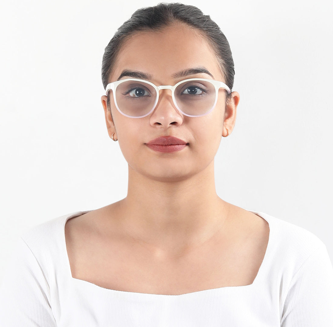 White Zenithal Radiance Round Blue Screen Glasses - View 4