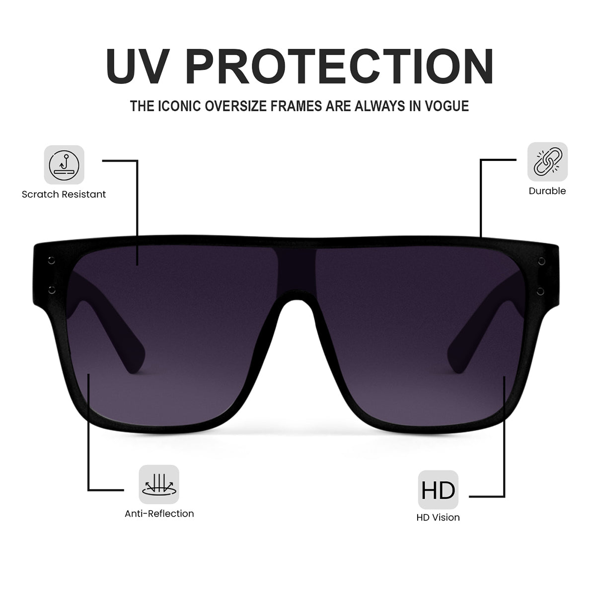 Purple X Matte Black Luminary Black Oversize Sunglasses - View 4