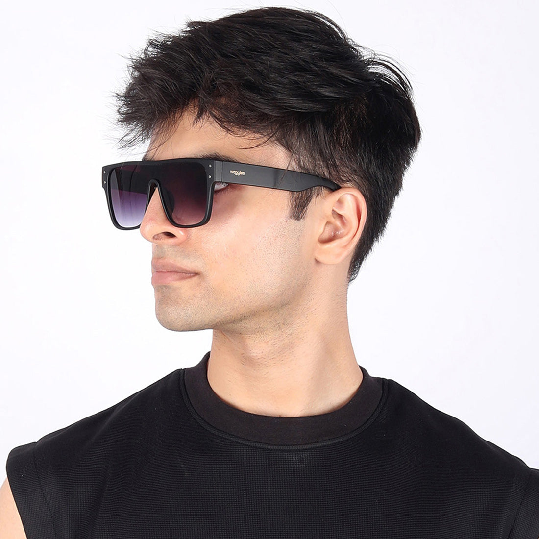 Purple X Matte Black Luminary Black Oversize Sunglasses - View 6