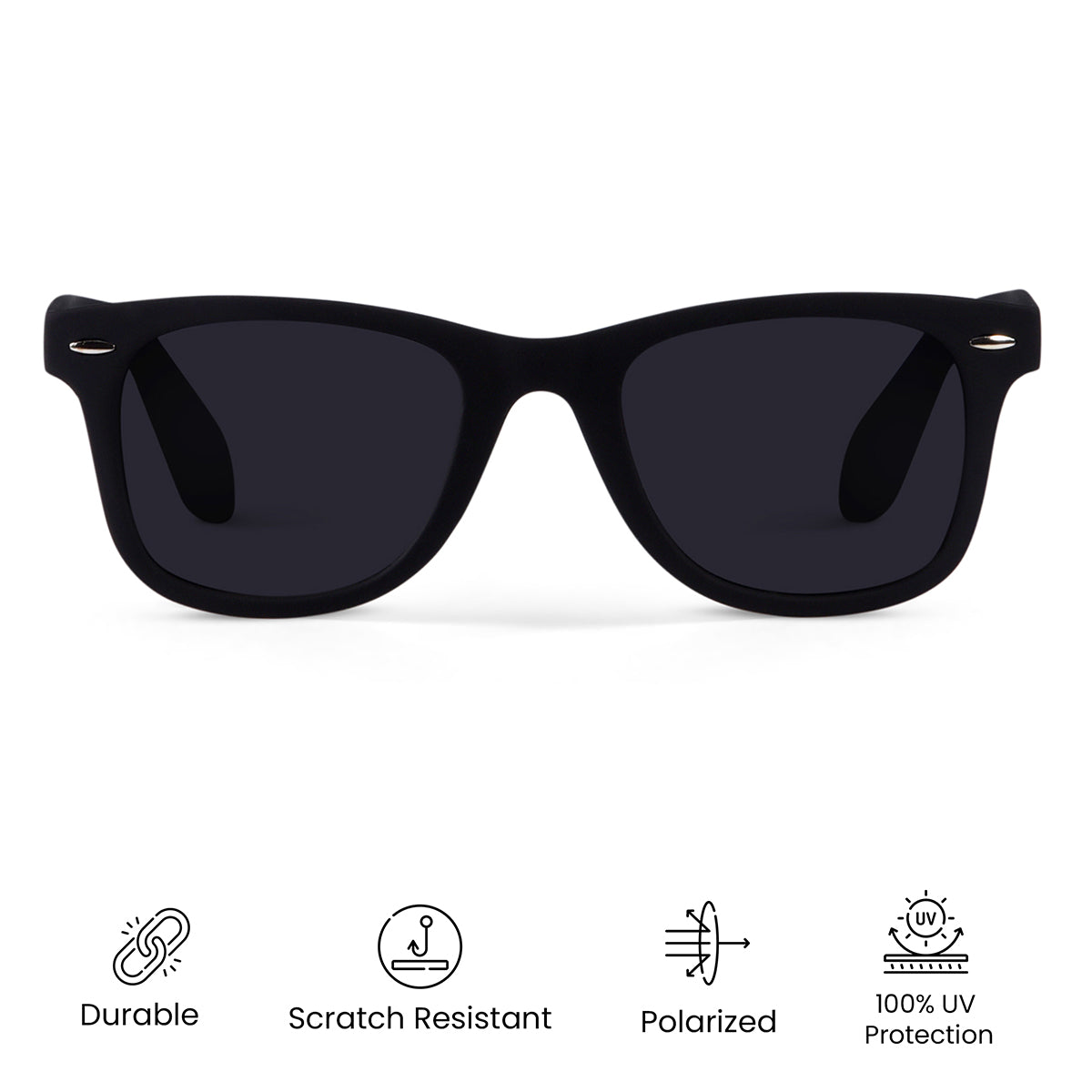 Black Polarized Wayfarer Sunglasses - View 5