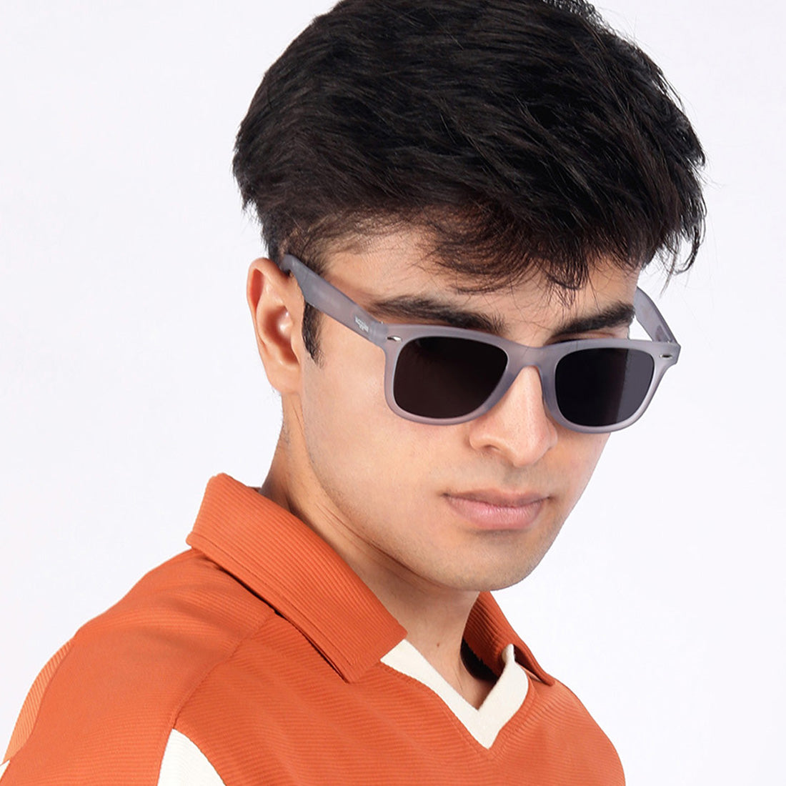 Grey Transparent Polarized Wayfarer Sunglasses - View 11