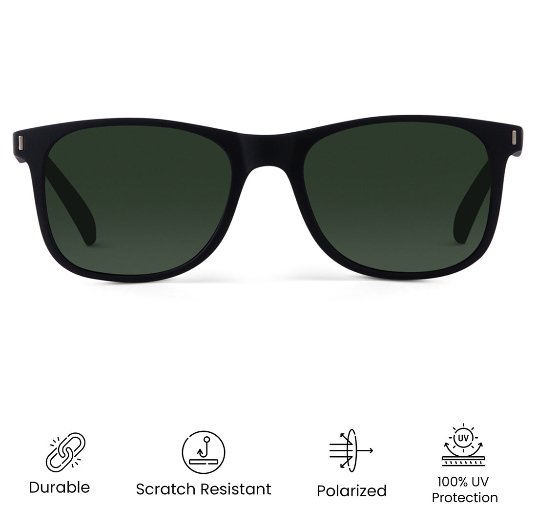 Green Polarized Square Sunglasses - View 17
