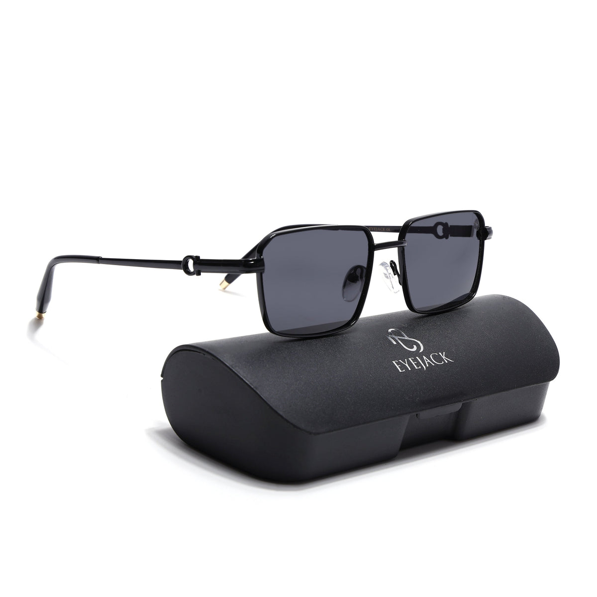 Mocha Black Rectangle Sunglasses for Men and Women - with box packaging