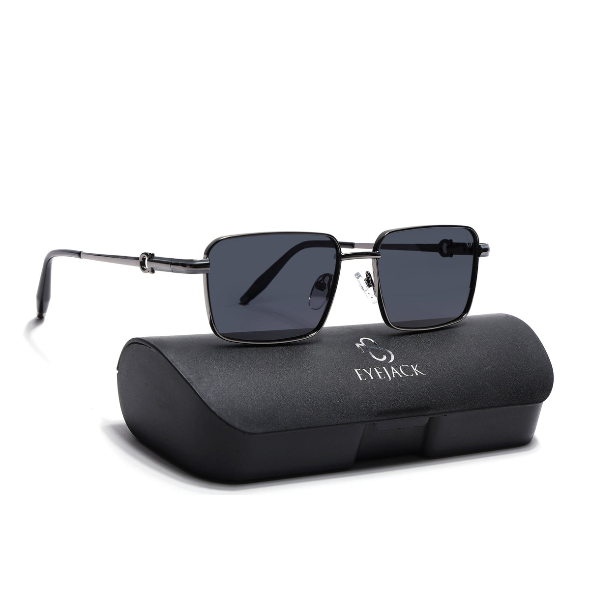 Mocha Grey Rectangle Sunglasses for Men and Women - with box packaging