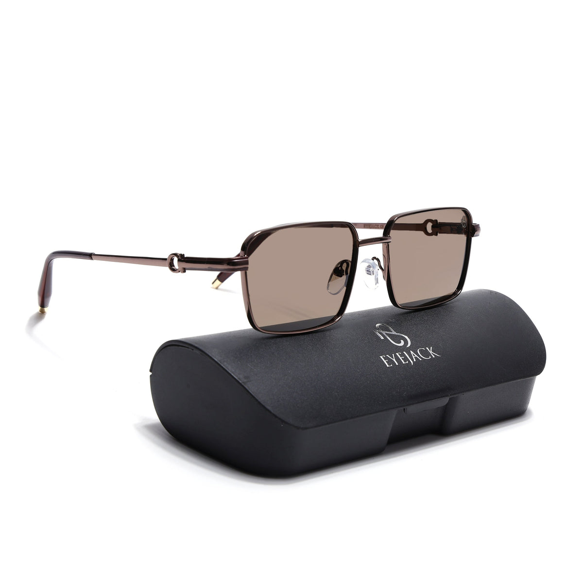 Mocha Brown Rectangle Sunglasses for Men and Women - with box packaging