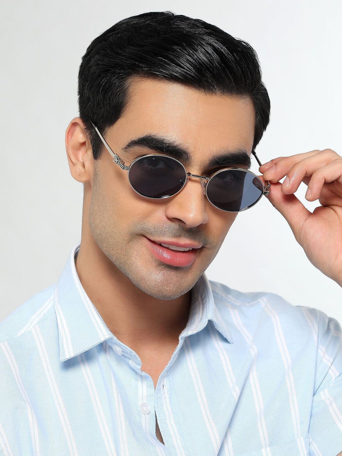 Simba Silver Oval Sunglasses for Men and Women - Style 2212 - view 1