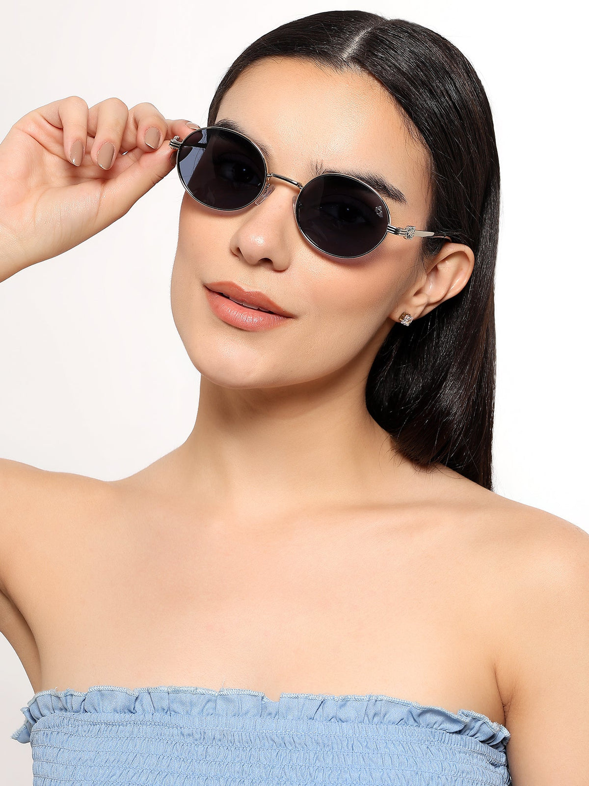 Simba Silver Oval Sunglasses for Men and Women - Style 2212 - view 7
