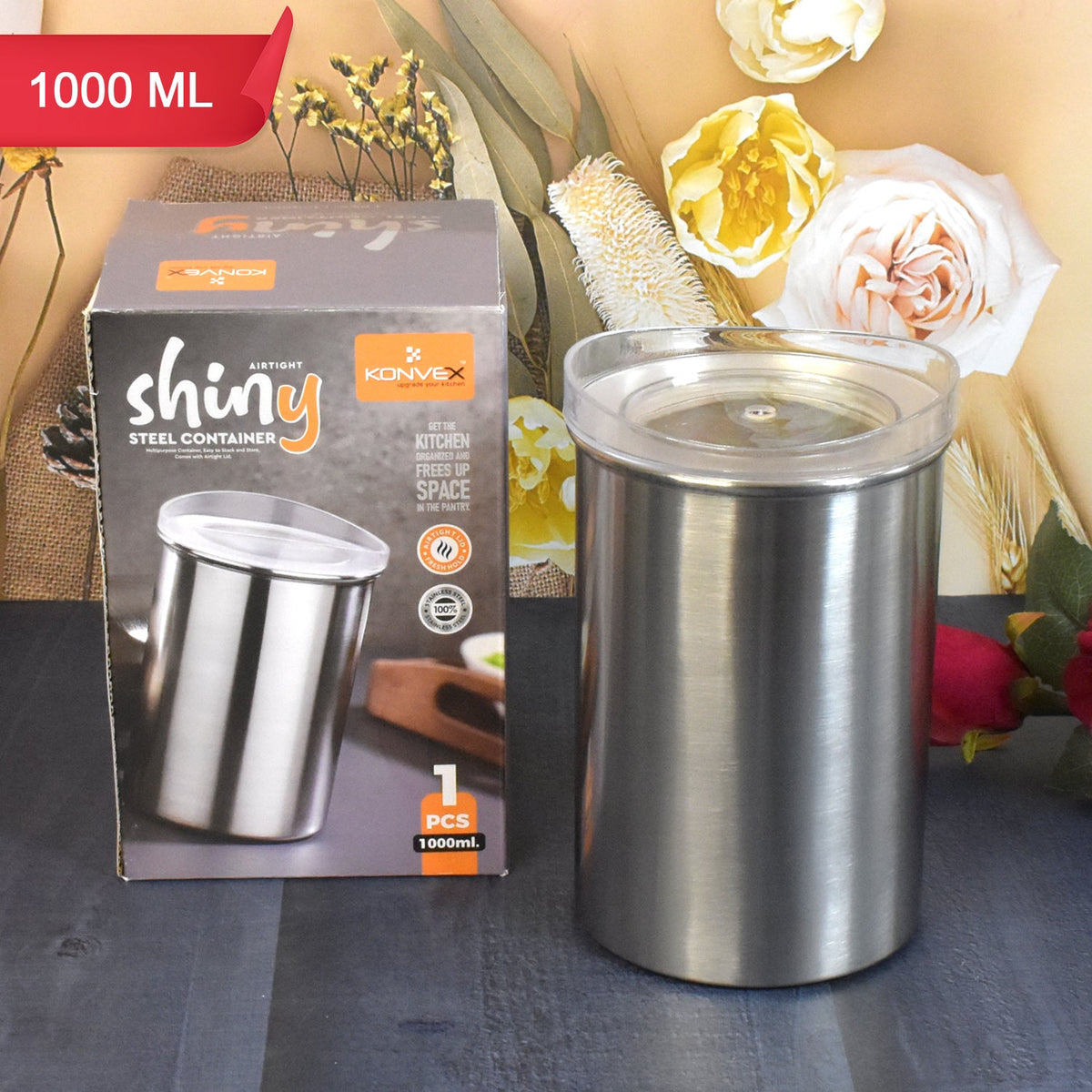 Multipurpose Stainless Steel Airtight Containers With See Through Lid (1 Pc 1000 Ml) HP DD