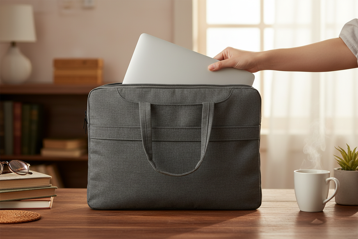 Synthetic Fabric Office Laptop Bags for Men - Grey SUPER