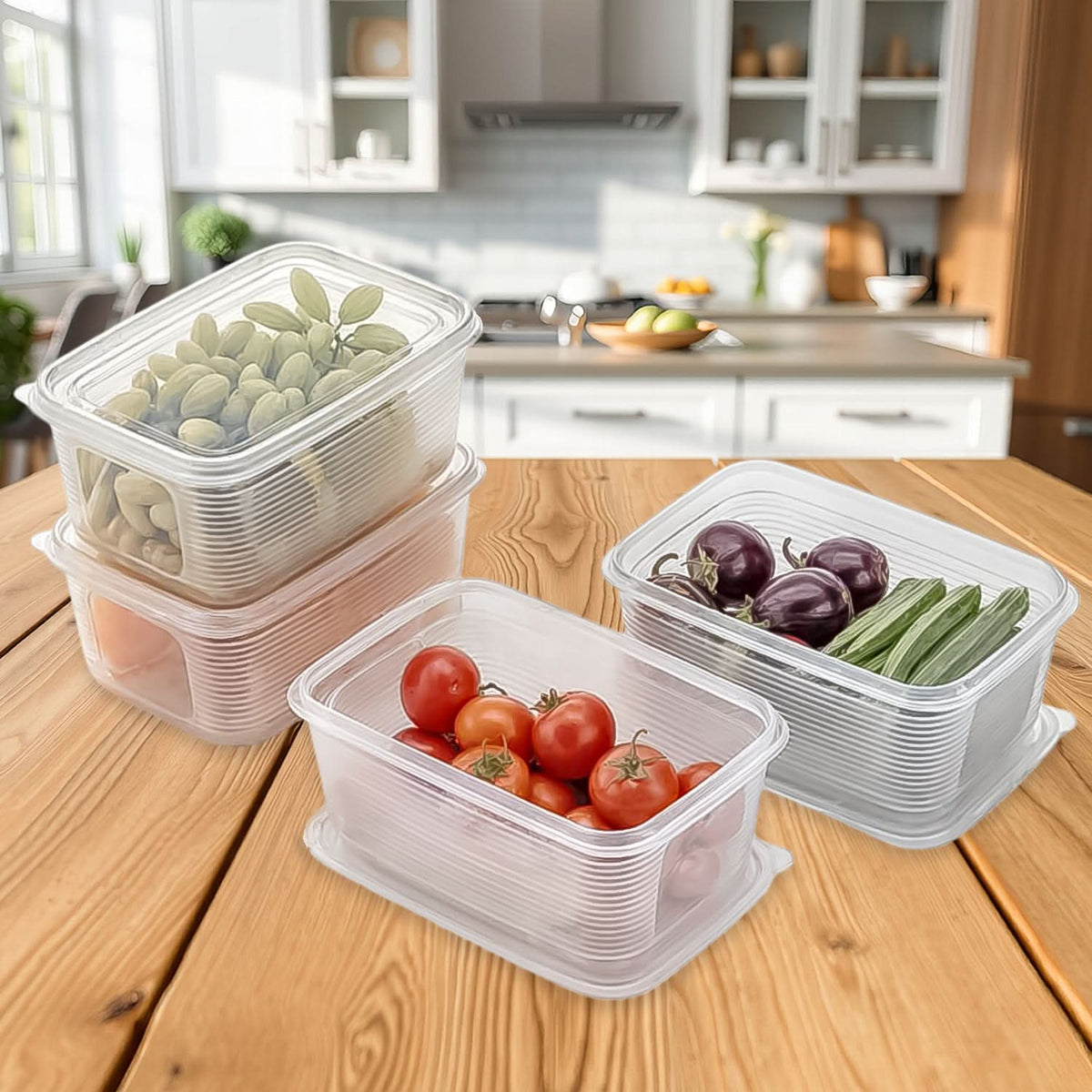 6 Pcs Multipurpose Plastic Food Storage Container Set HP DD