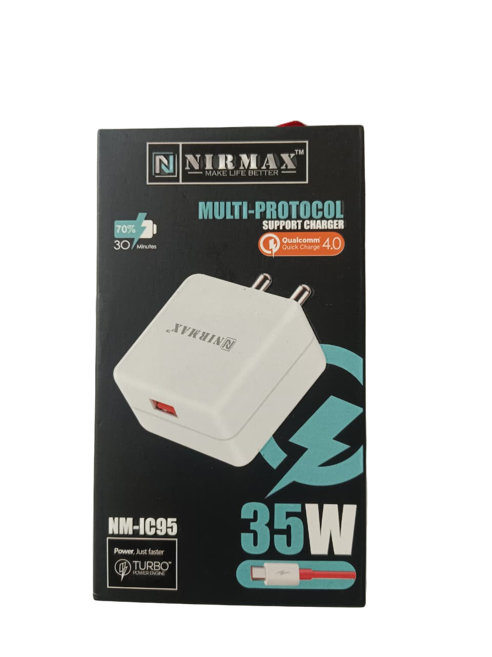 NIRMAX NM-IC95 Multi-Protocol Support Charger (35W Micro USB Cable, 4.0 Qualcomm Quick Charge)