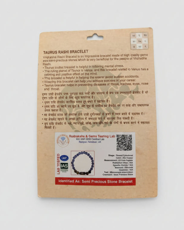 TAURUS RASHI BRACELET (Vrushabh Rashi-వృషభ రాశి)– Semi Precious Gemstone Beaded Bracelet for Energy, Strength & Positivity