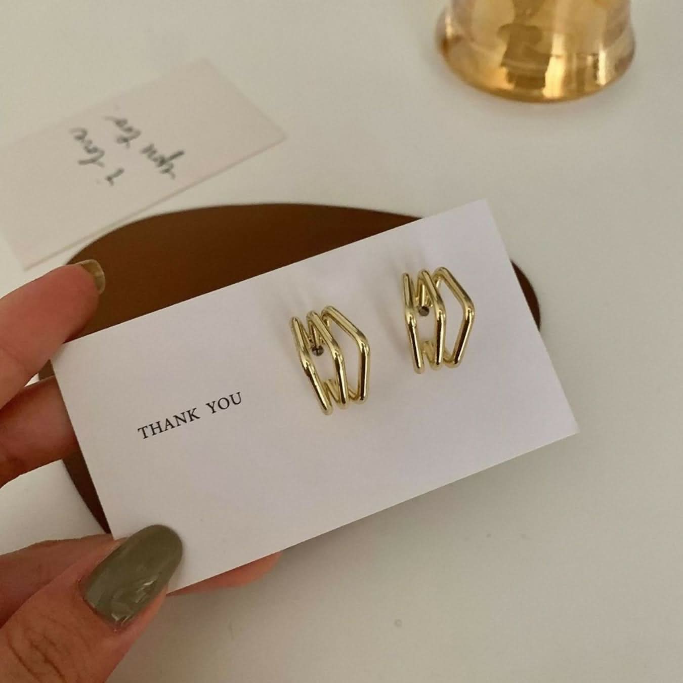 Modern Gold Square Hoop Earrings with Dainty Diamond Accent pinapes