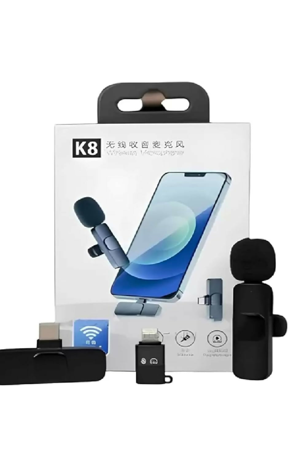 K8 Wireless Microphone with Lightning & Type-C Receiver, 20m Range, Plug & Play Clip-On Mic for iPhone & Android Dreams Gadgets