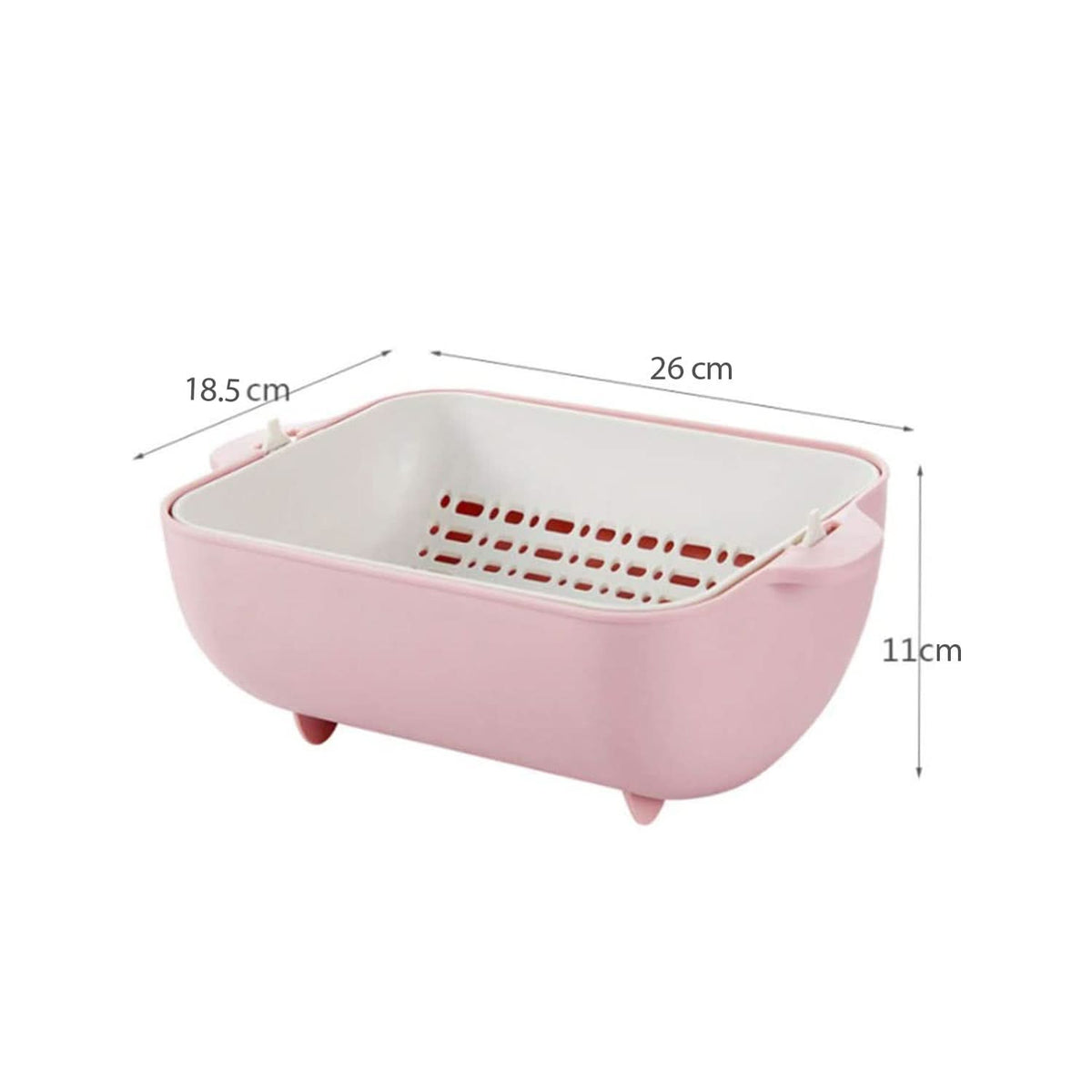 Double Layer Rotatable Strainer Bowl with Handles BPA-Free Plastic for Washing & Serving HP DD